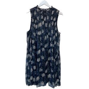 Joie Womens Size XLarge Sleeveless Sheer Overlay Lined Floral Mini Dress Black